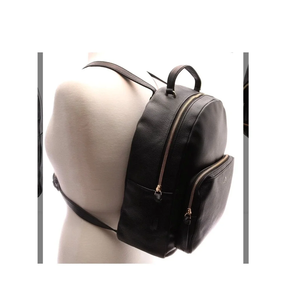 Kate Spade Women Backpack One Size Black Pebbled Leather Karissa Large Flap